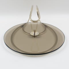 Cheese Tray Board Platter Silver Plate and Glass by Maison Produx, Paris