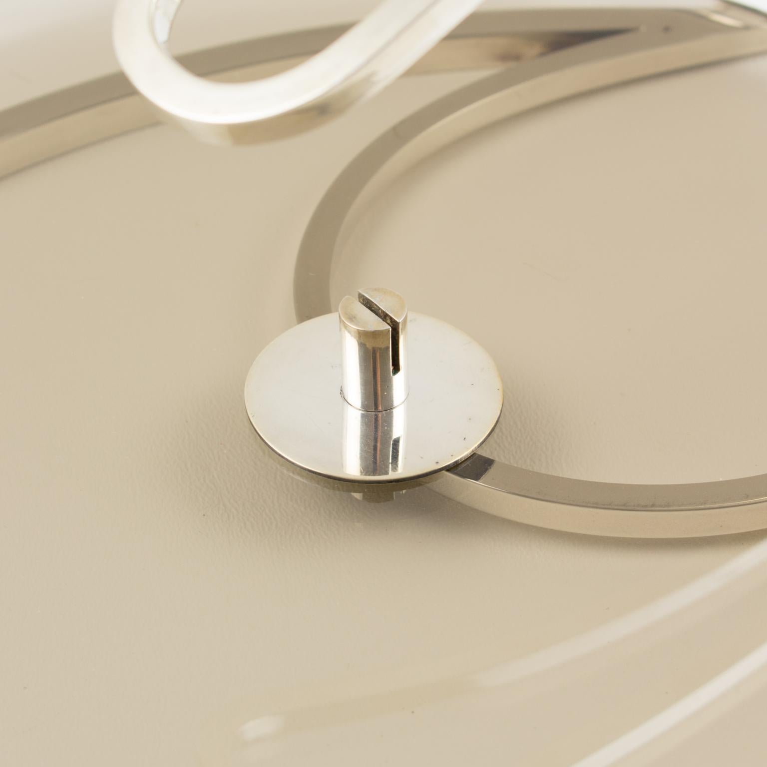 Cheese Tray Board Platter Silver Plate and Glass by Produx, Paris in vendita 4