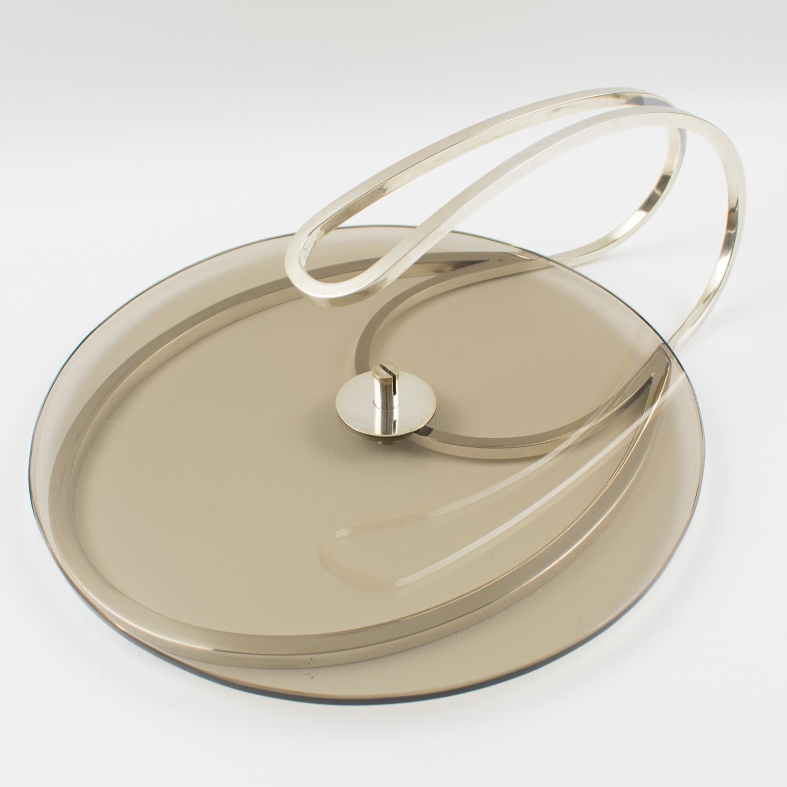 Cheese Tray Board Platter Silver Plate and Glass by Produx, Paris in vendita 5