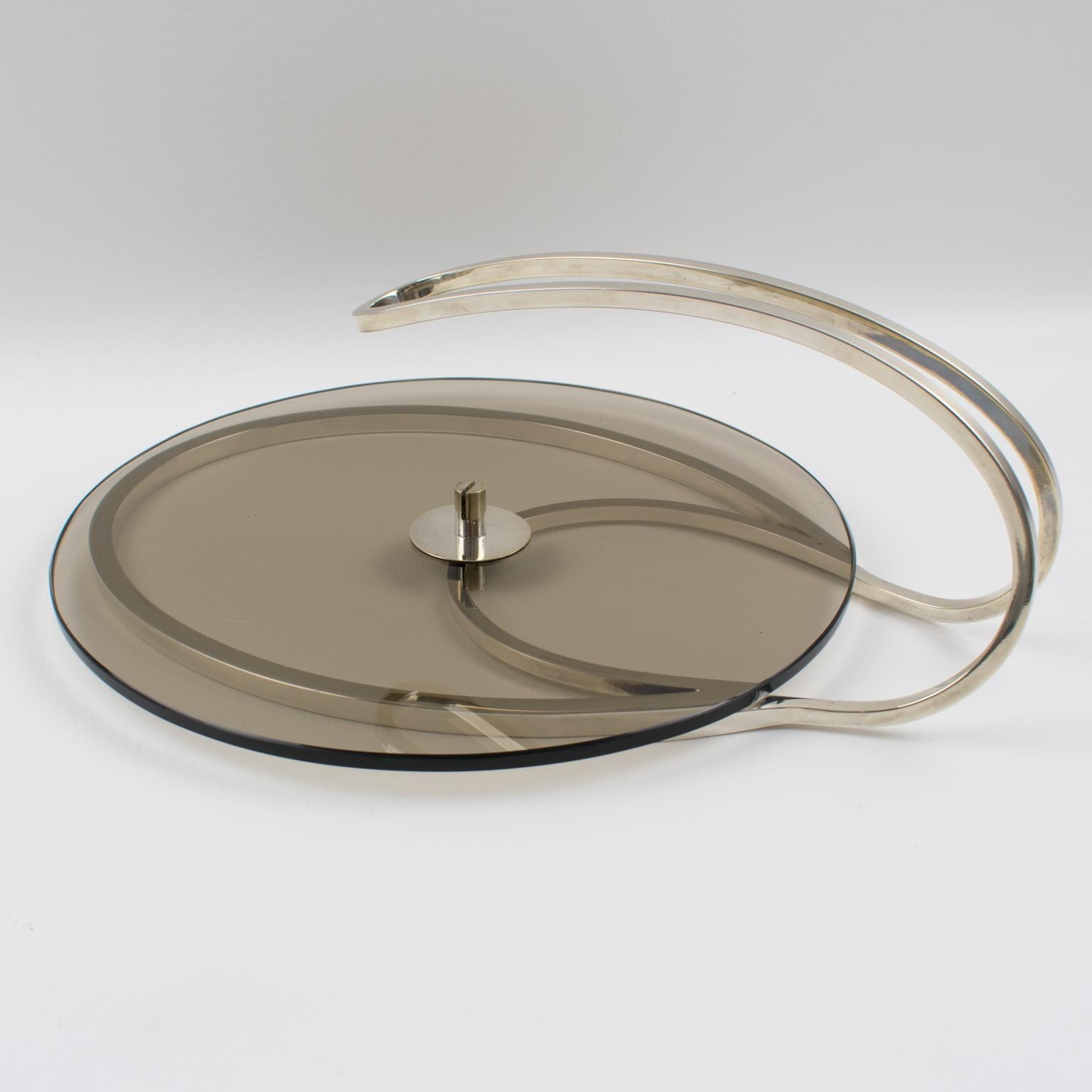Francese Cheese Tray Board Platter Silver Plate and Glass by Produx, Paris in vendita