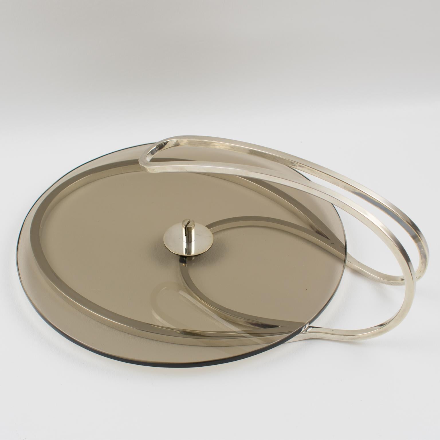 Cheese Tray Board Platter Silver Plate and Glass by Produx, Paris In condizioni buone in vendita a Atlanta, GA