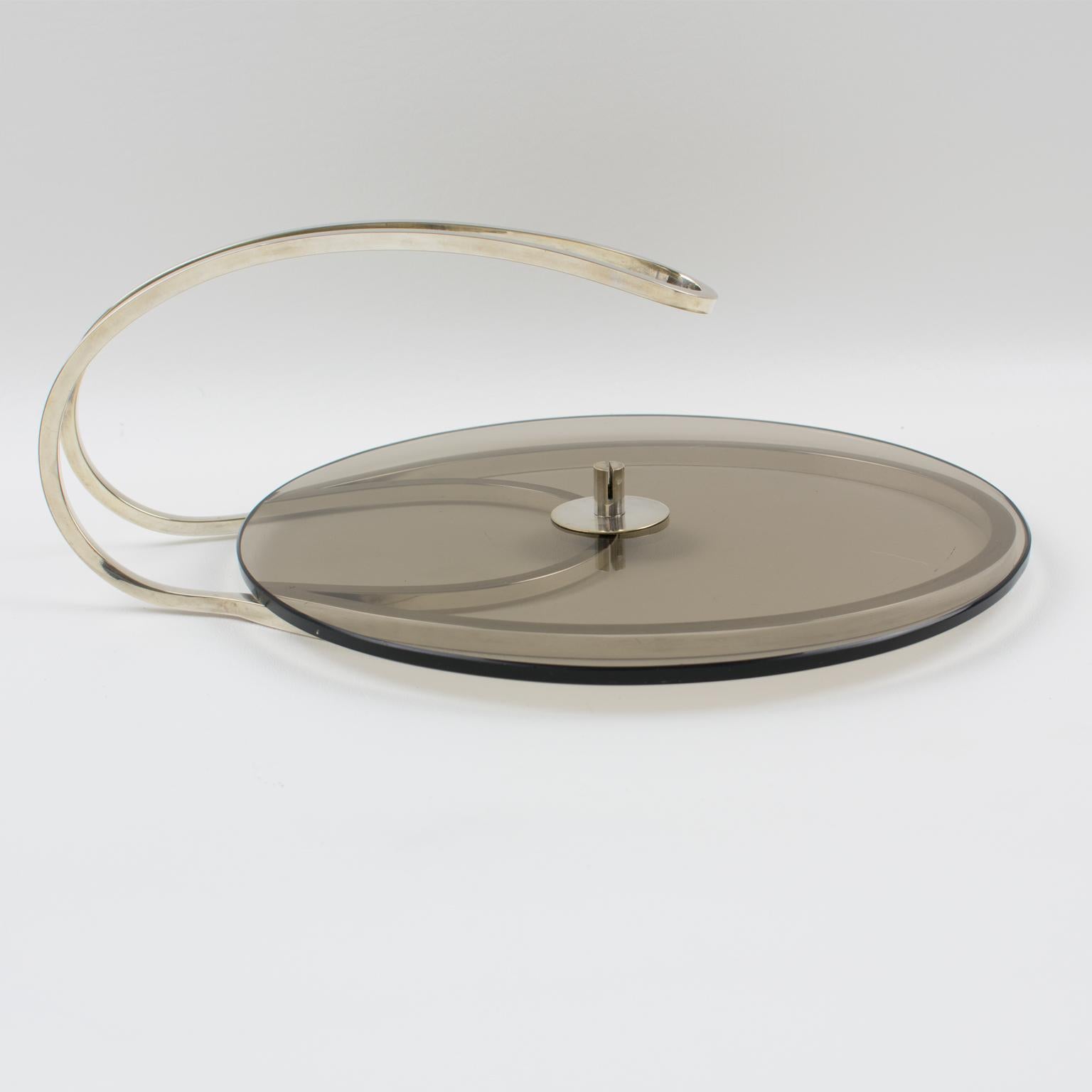 Cheese Tray Board Platter Silver Plate and Glass by Produx, Paris in vendita 1