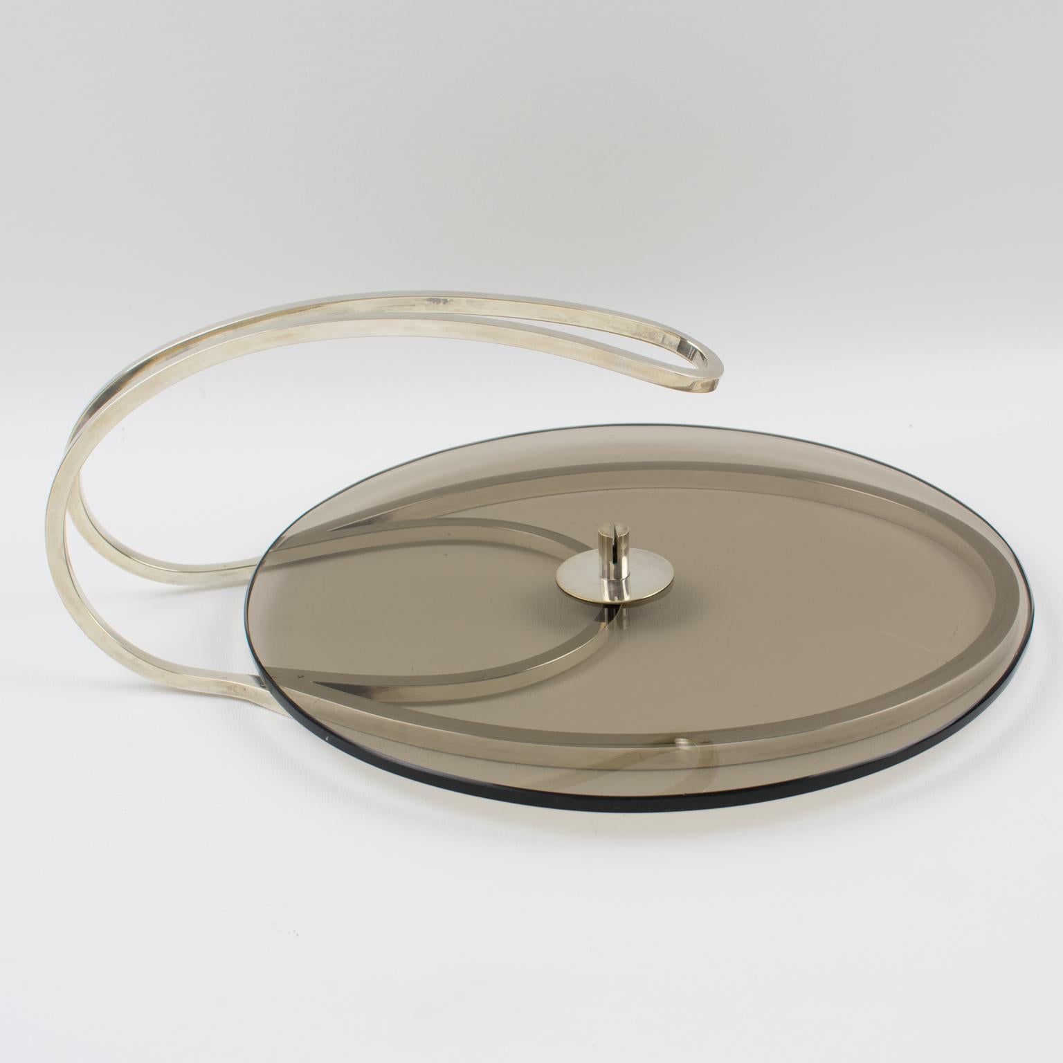 Cheese Tray Board Platter Silver Plate and Glass by Produx, Paris in vendita 2