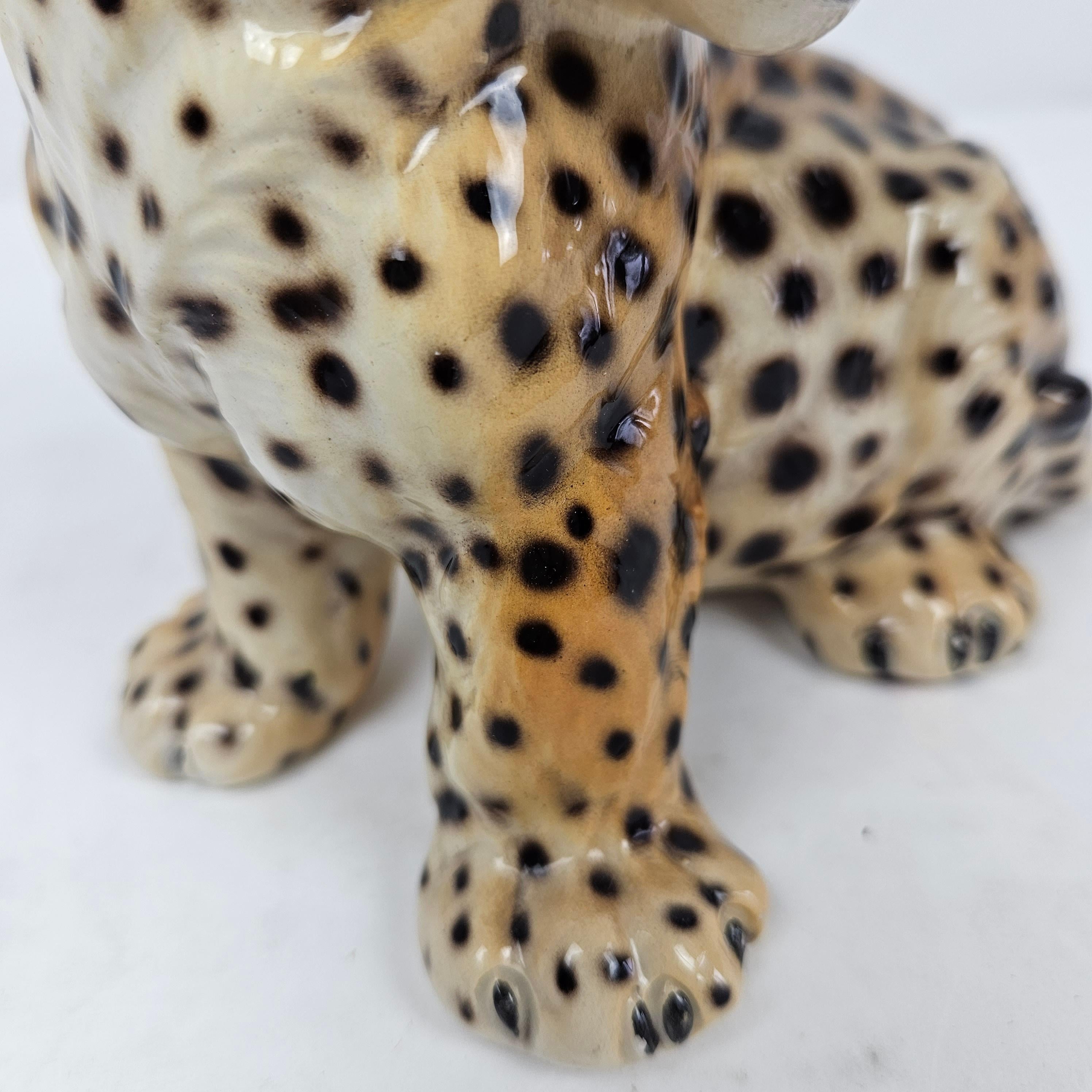 Cheetah Cub Figurine in Majolica Pottery by Ronzan Italy, 1950's For Sale 3