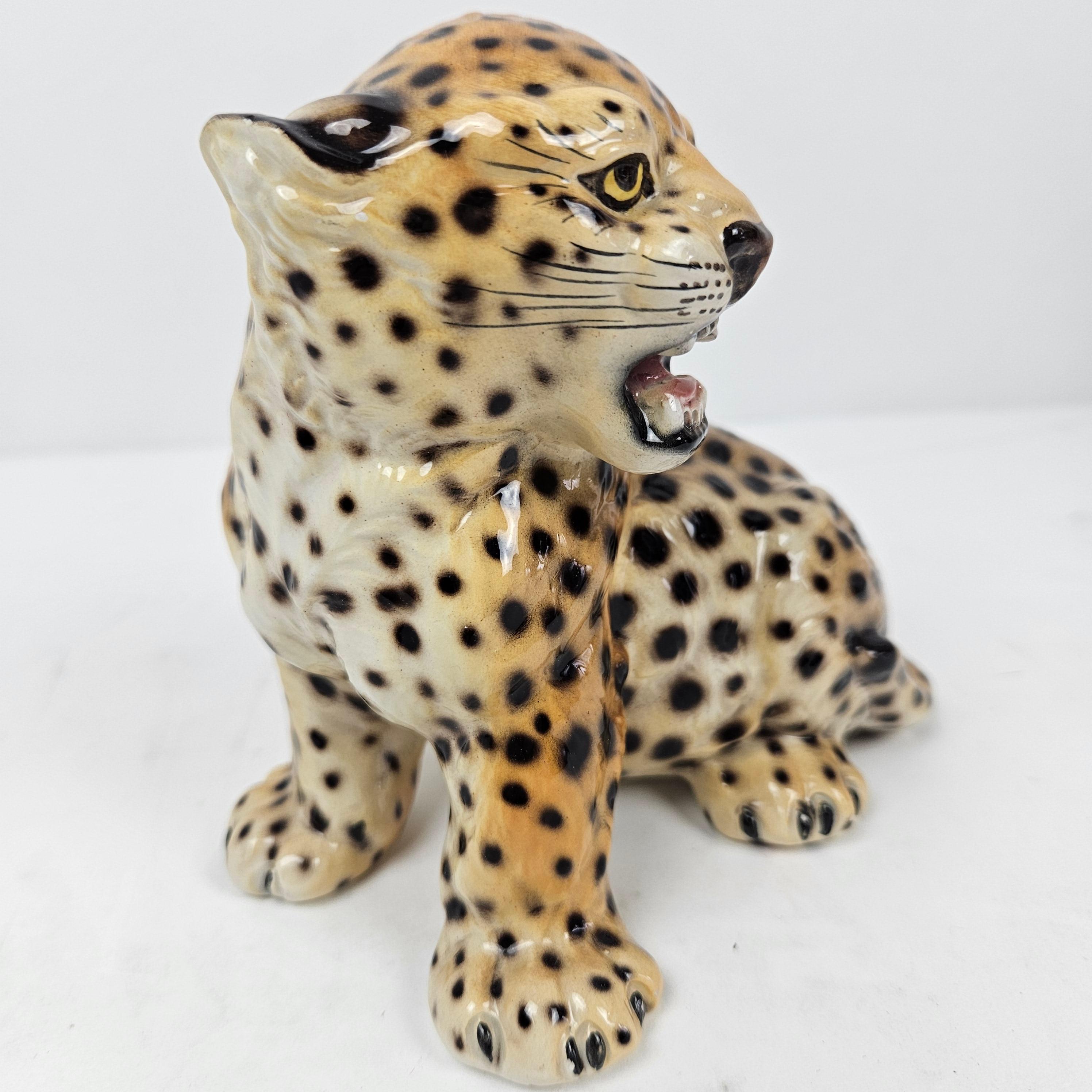 Cheetah Cub Figurine in Majolica Pottery by Ronzan Italy, 1950's For Sale 4