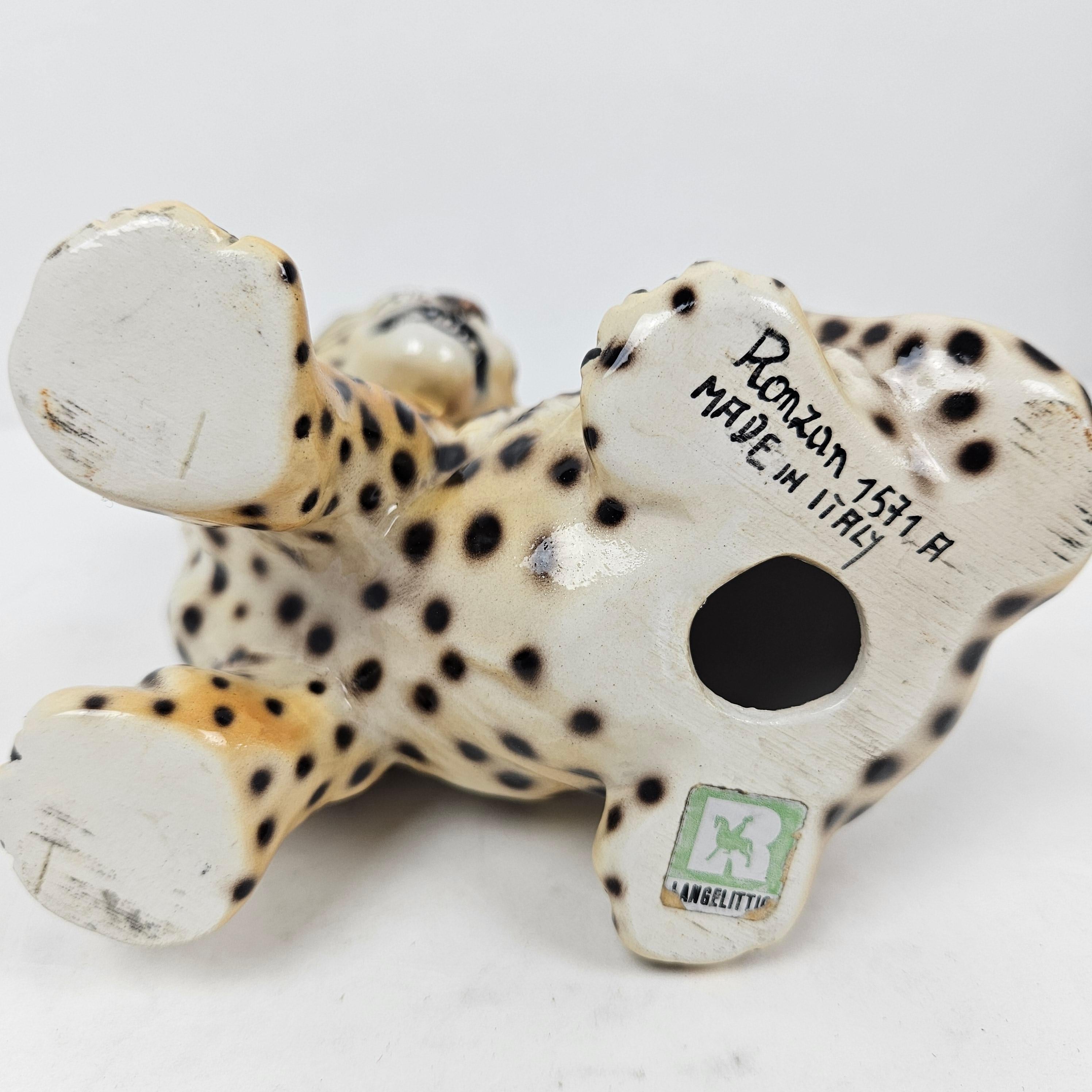 Cheetah Cub Figurine in Majolica Pottery by Ronzan Italy, 1950's For Sale 5