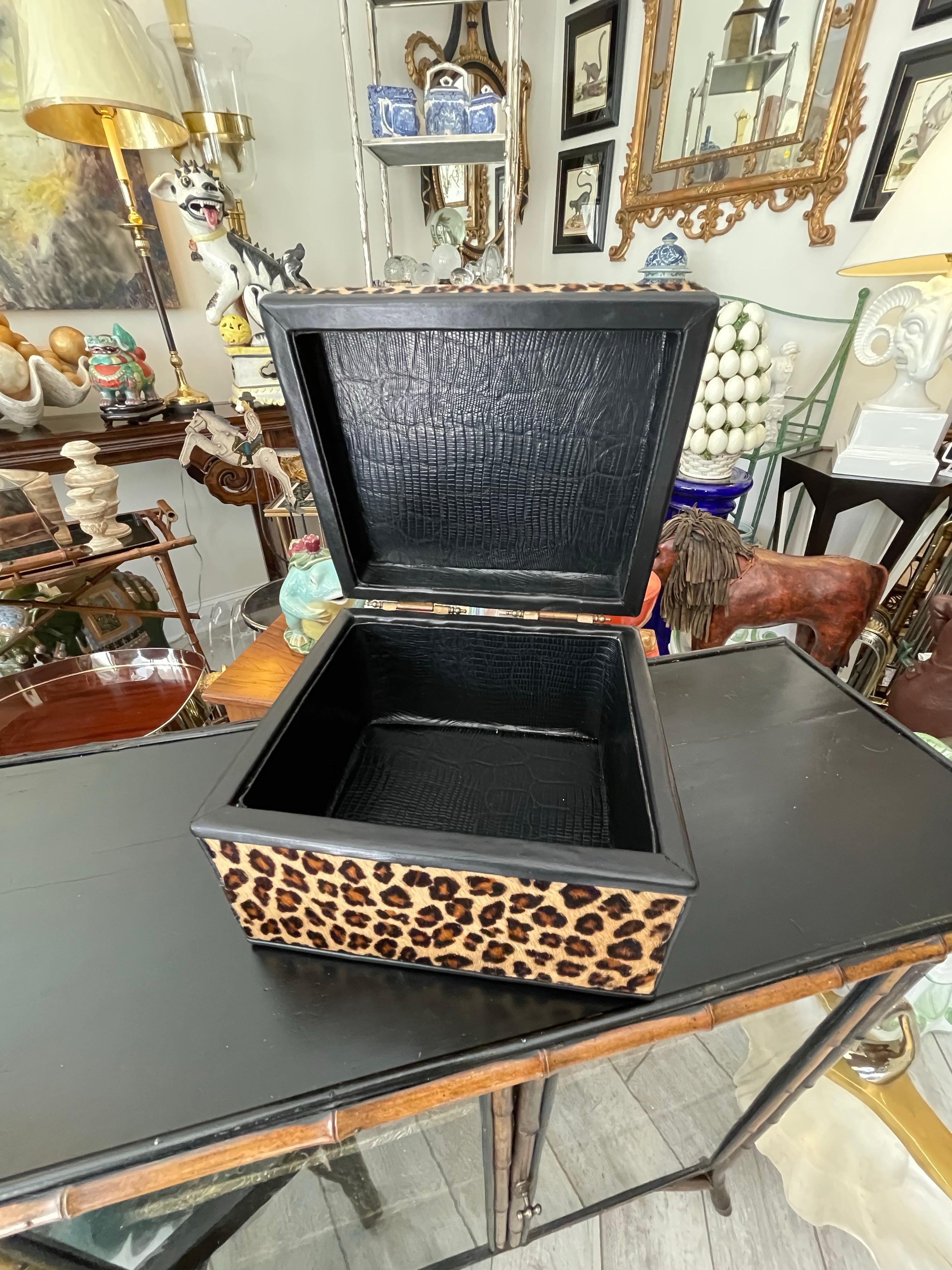 Cheetah Design Lederhaut Box im Angebot 2