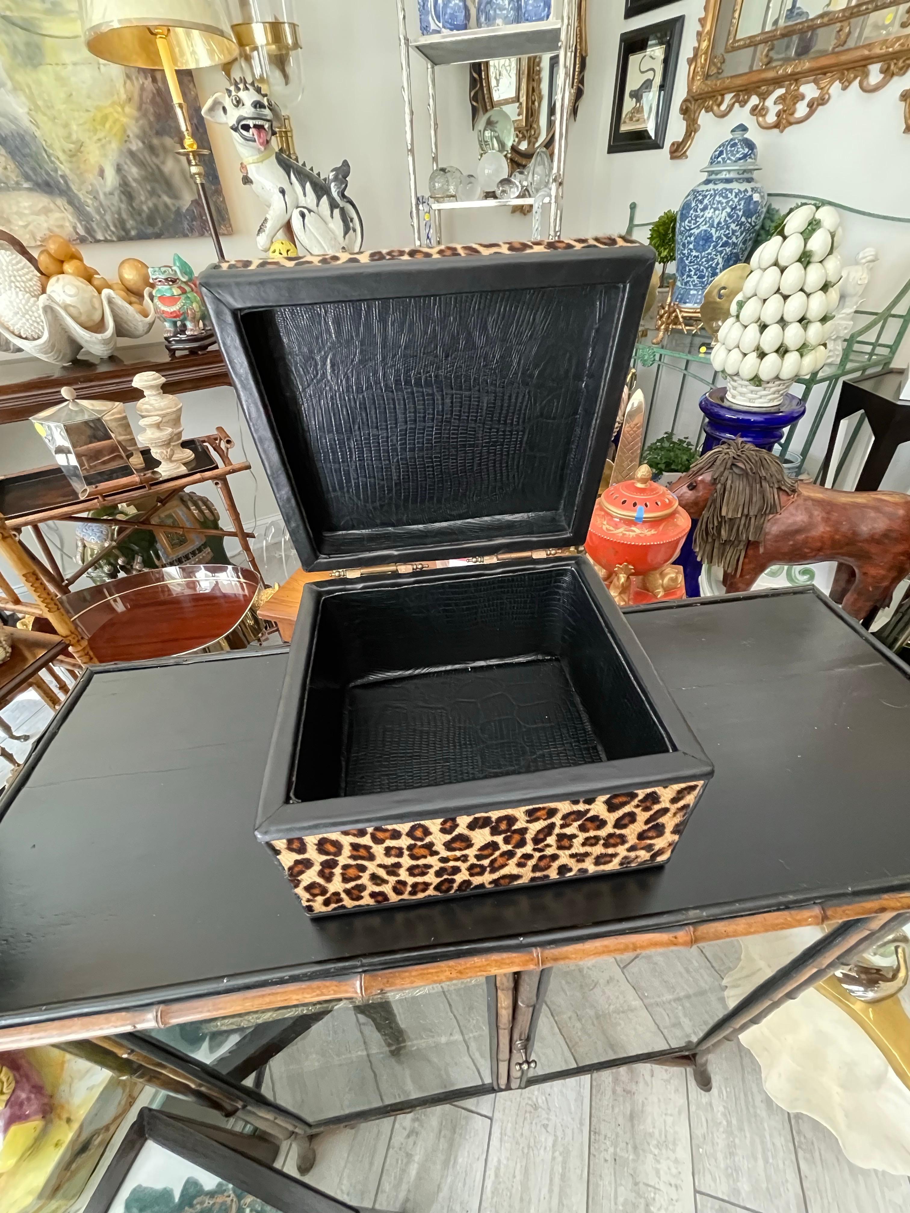 Cheetah Design Lederhaut Box im Angebot 3