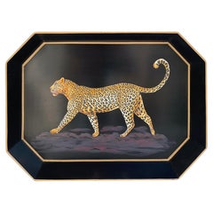 Cheetah Handbemaltes Eisentablett aus Eisen