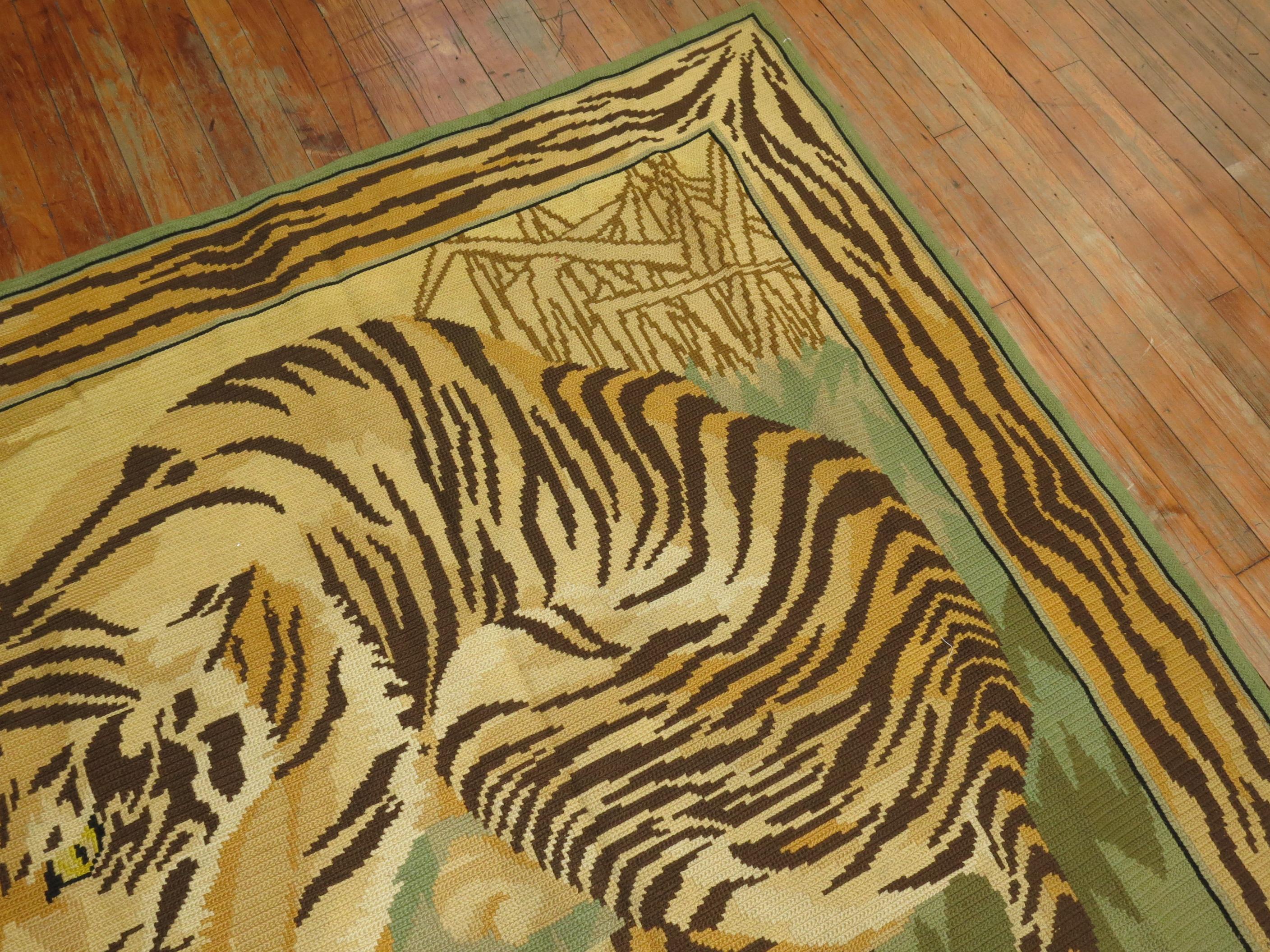 20th Century Leopard Pictorial Portuguese Needlepoint Woven by Jacques Yesel Muiden