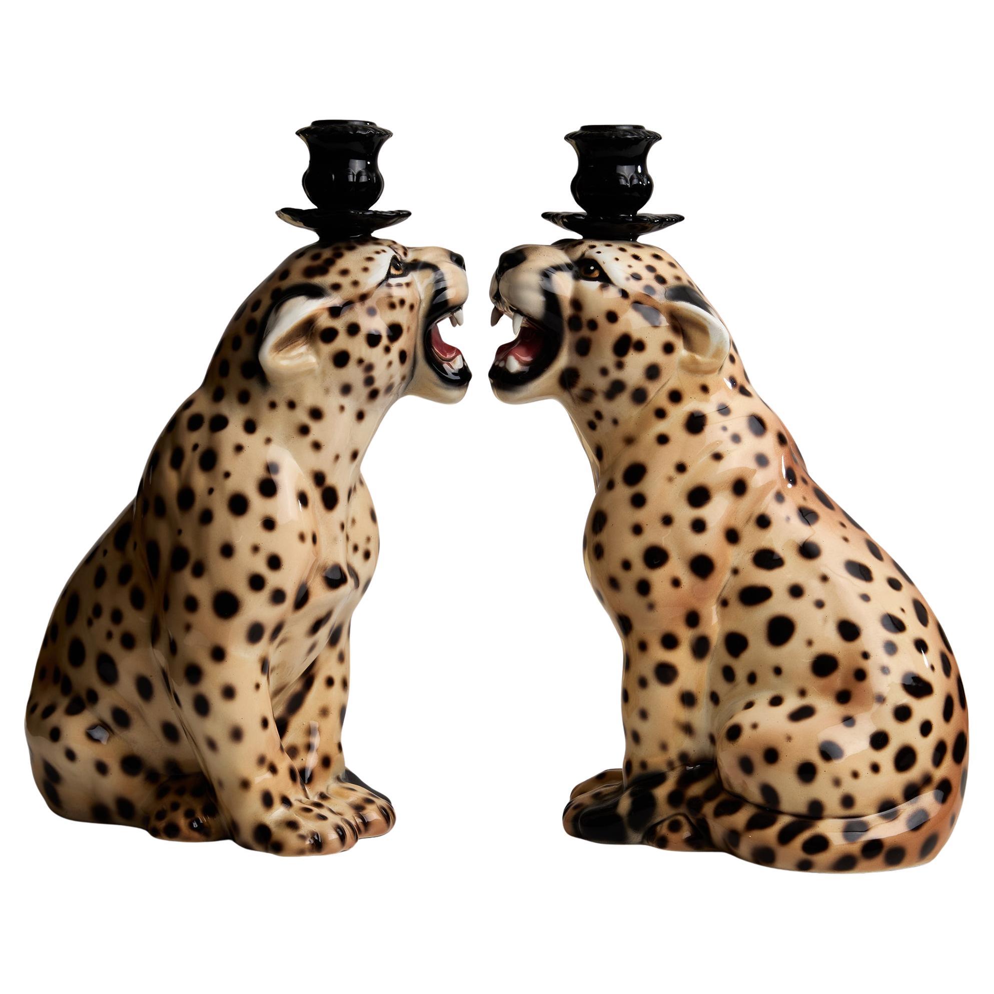 Cheetah Porcelain Candle Holder