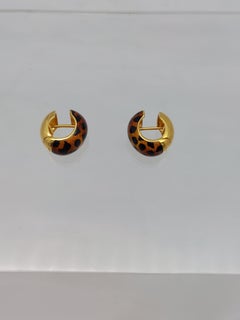 “Cheetah” Print Enamel 18KT Huggie Earrings made in Italy