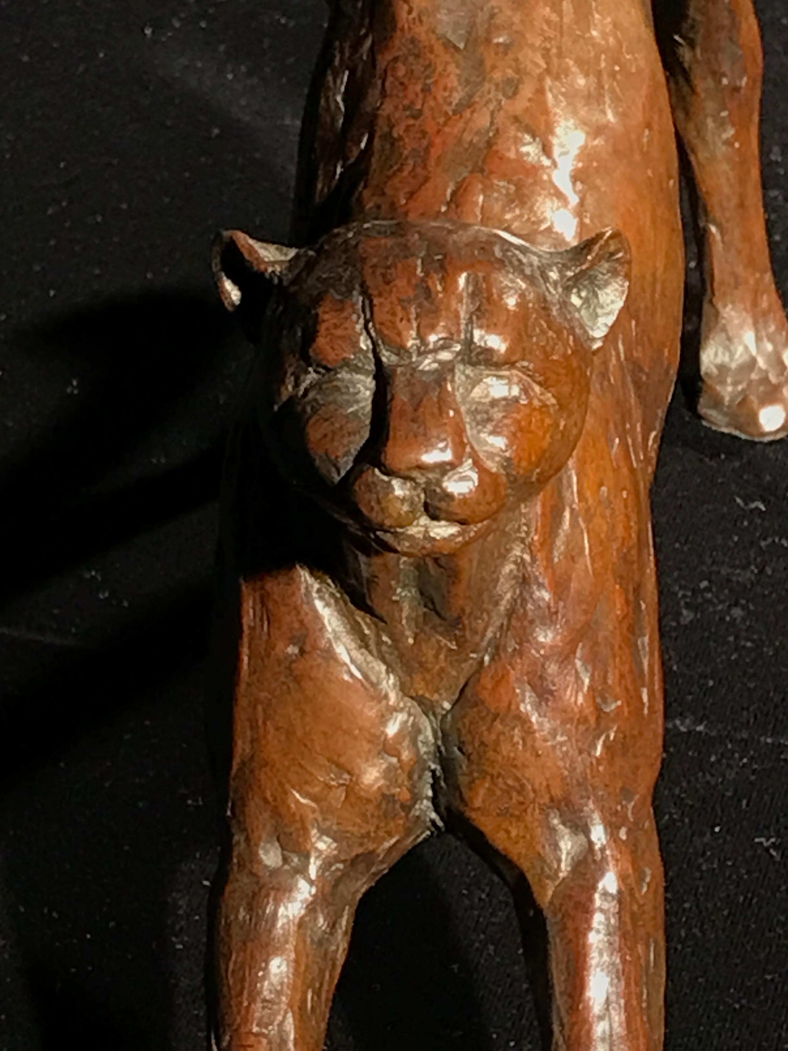 Sud-africain Maquette de sculpture en bronze Ingwe FoundryS31 en forme de guépard extensible 3/15 Monogramme BMR en vente