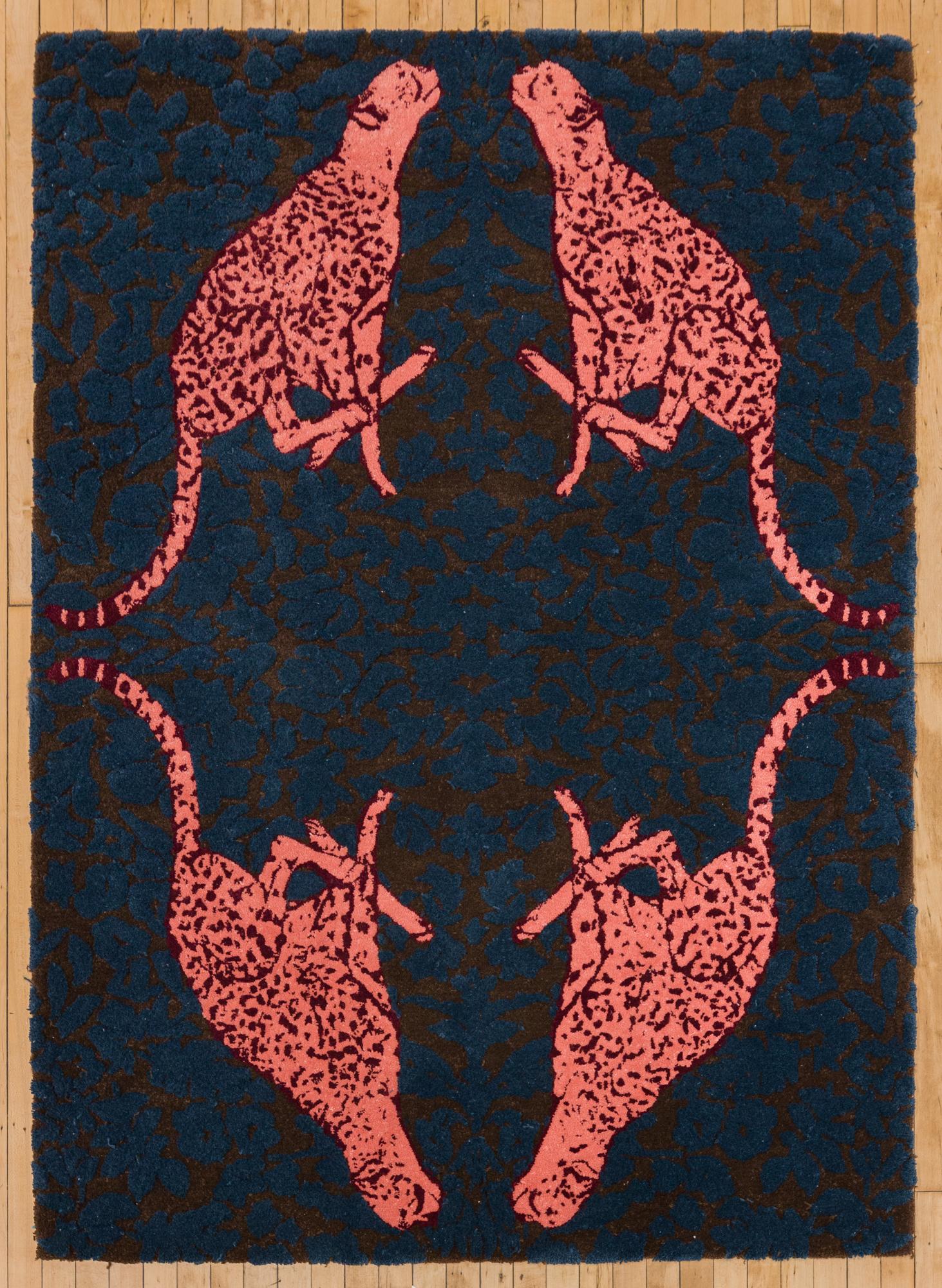 Tapis touffeté guépard, collaboration entre l'artiste et l'atelier The Four Winds en vente 6