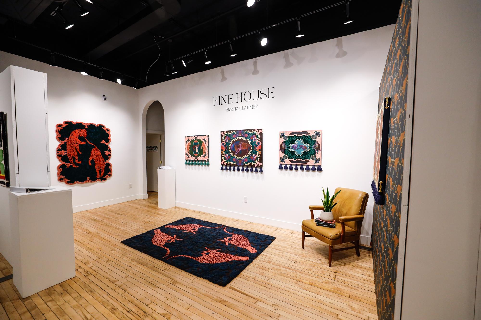 Américain Tapis touffeté guépard, collaboration entre l'artiste et l'atelier The Four Winds en vente