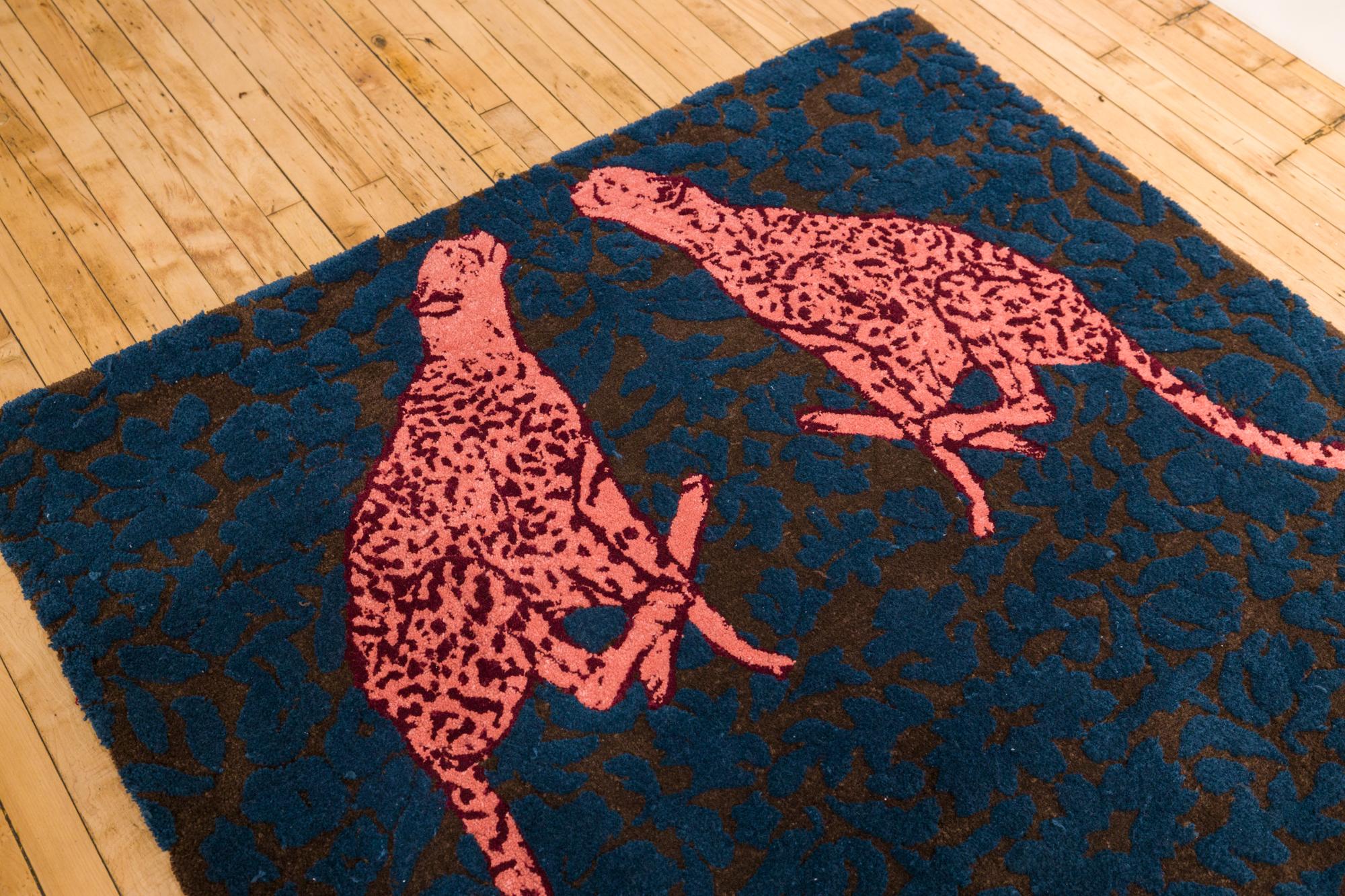 Tapis touffeté guépard, collaboration entre l'artiste et l'atelier The Four Winds Neuf - En vente à Philadelphia, PA