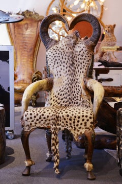 Cheetah Vintage Armchair Upholstered with Two Real Cheetah Skins