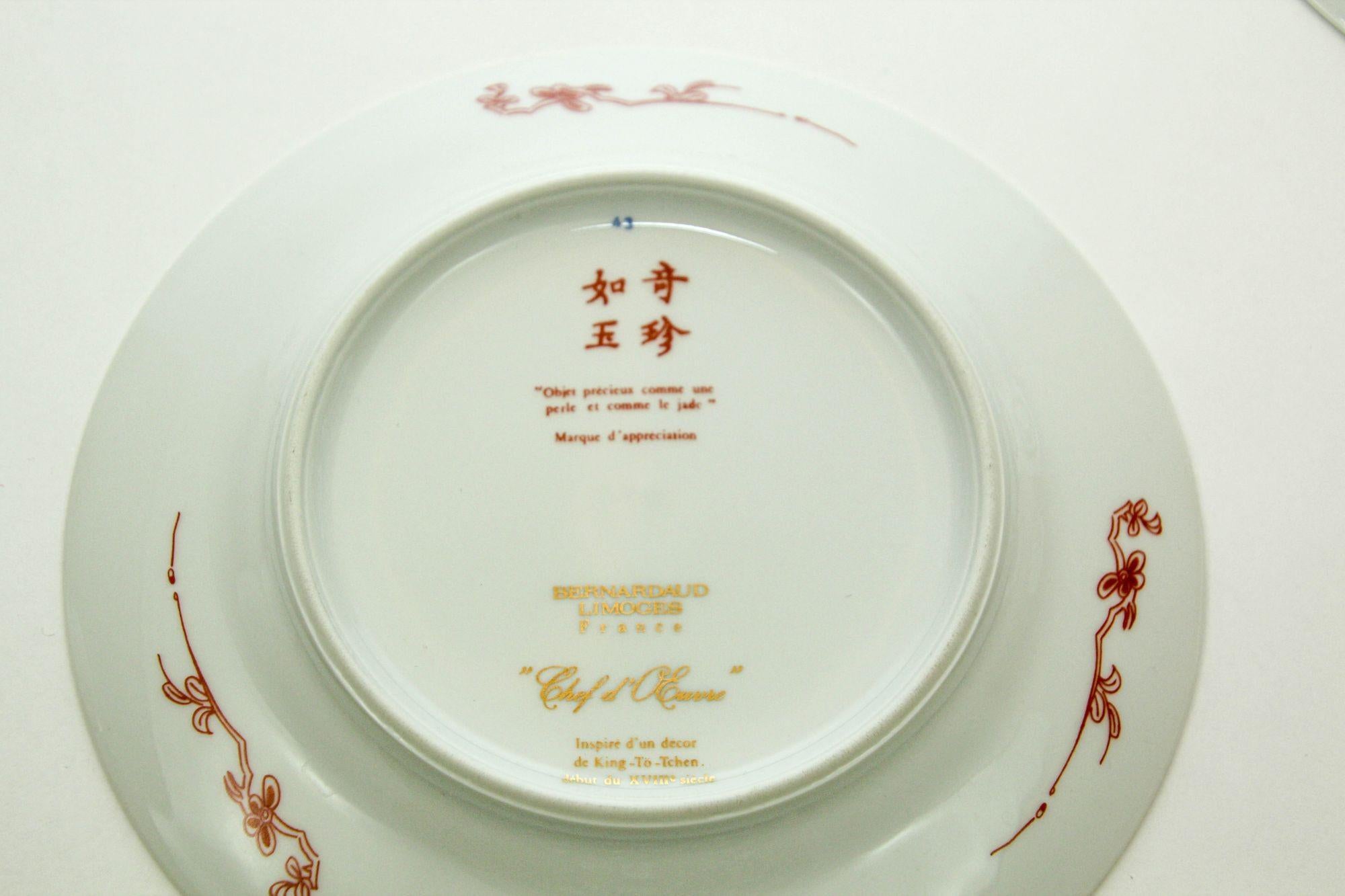 Juego de 5 piezas de porcelana Chef D'Oeuvre by Bernardaud Limoges France en venta 7