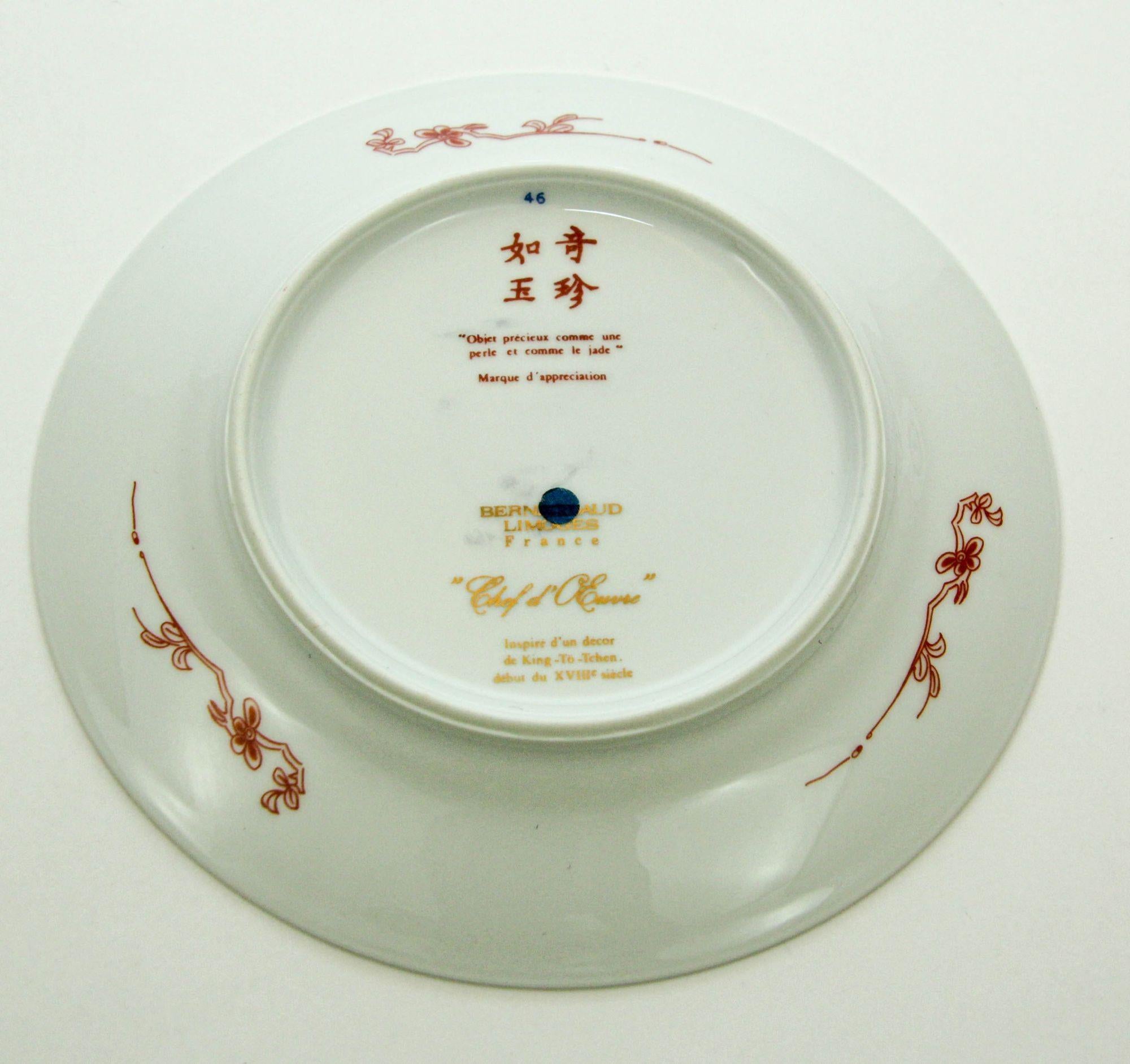 Juego de 5 piezas de porcelana Chef D'Oeuvre by Bernardaud Limoges France en venta 12