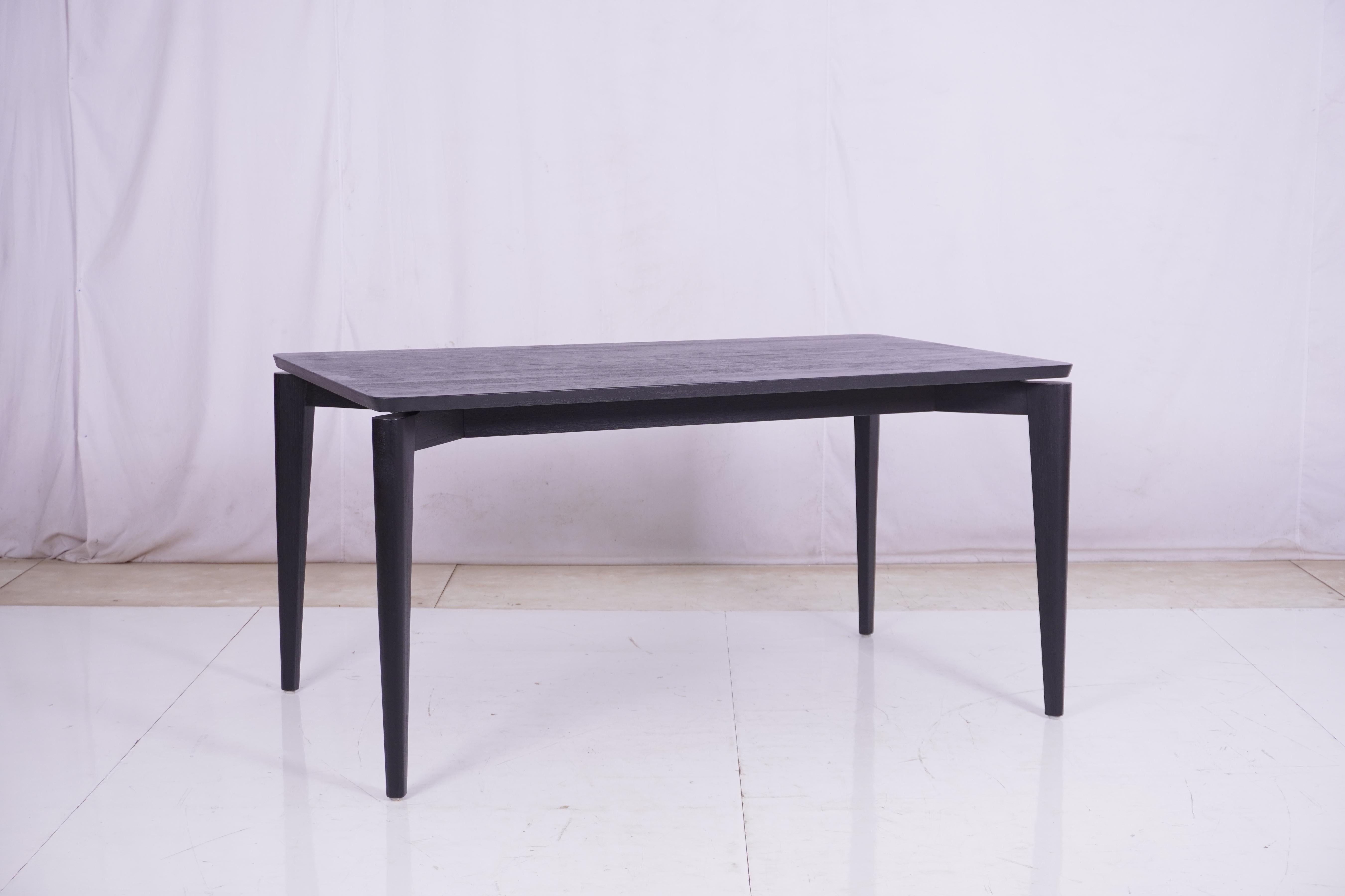 Contemporary Chef's Table, Teak Dining Table in a Black Finish For Sale