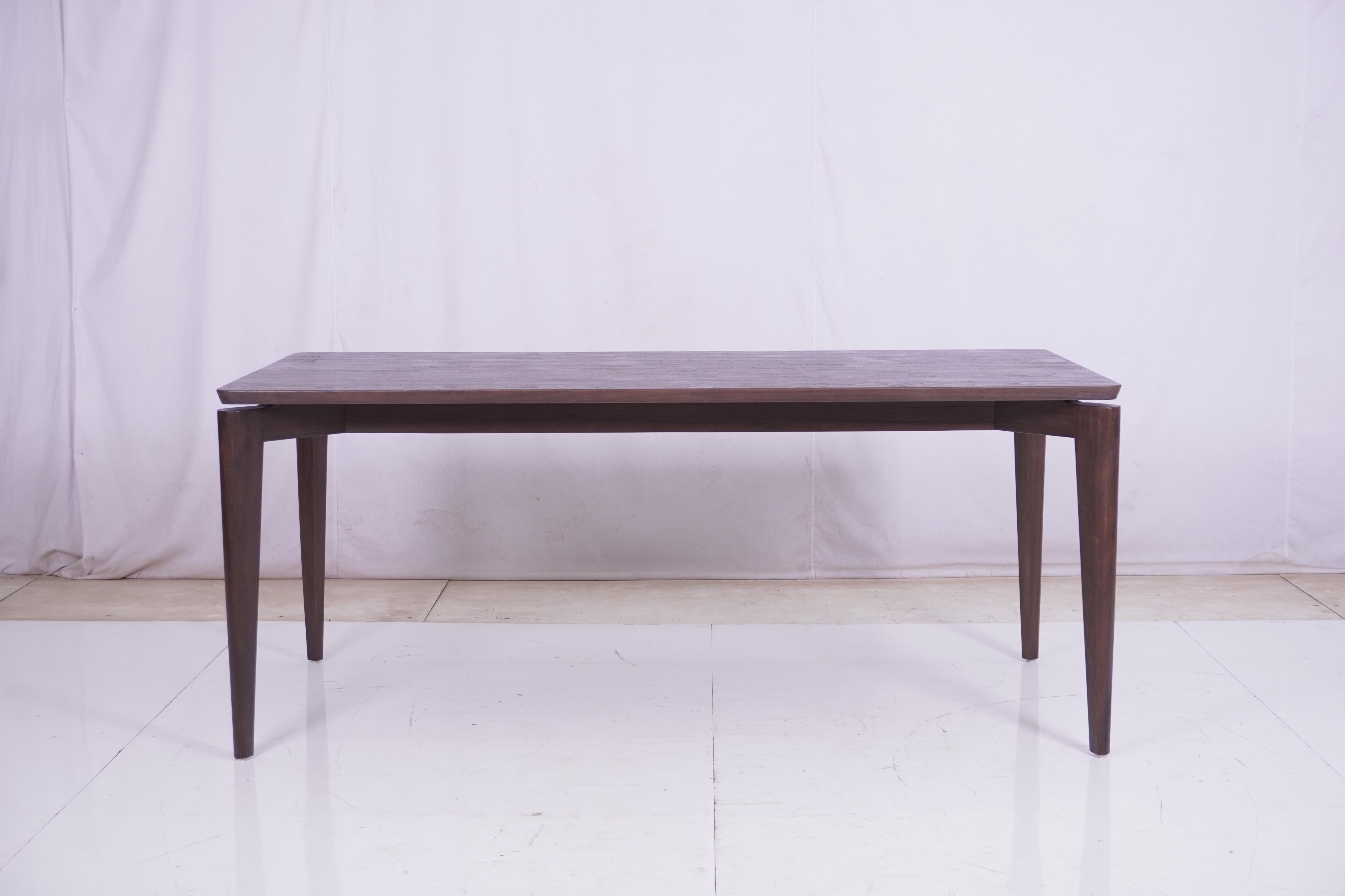 Contemporary Chef's Table Teak Dining Table in a Walnut Finish For Sale