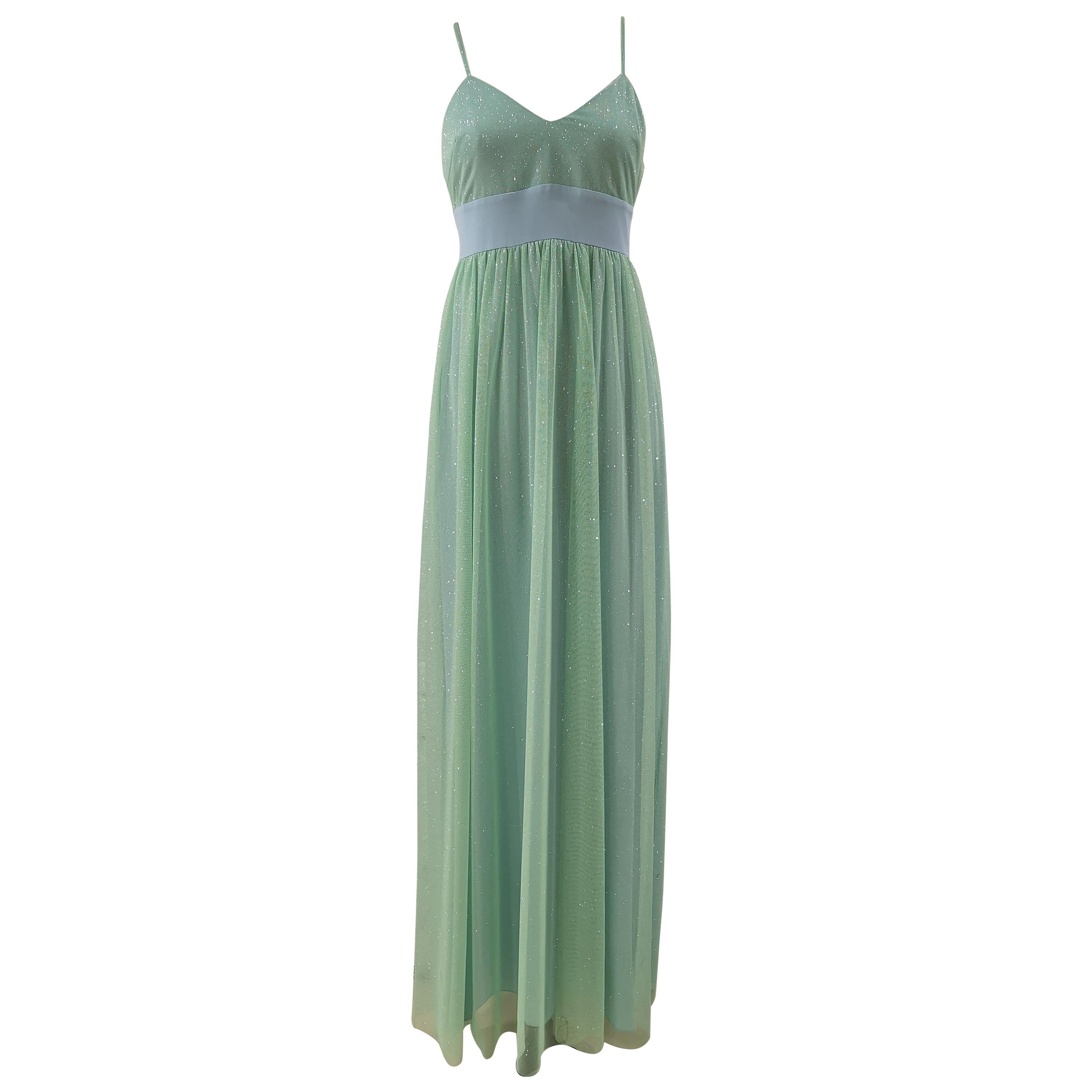 Chelidonia green glitter long dress
