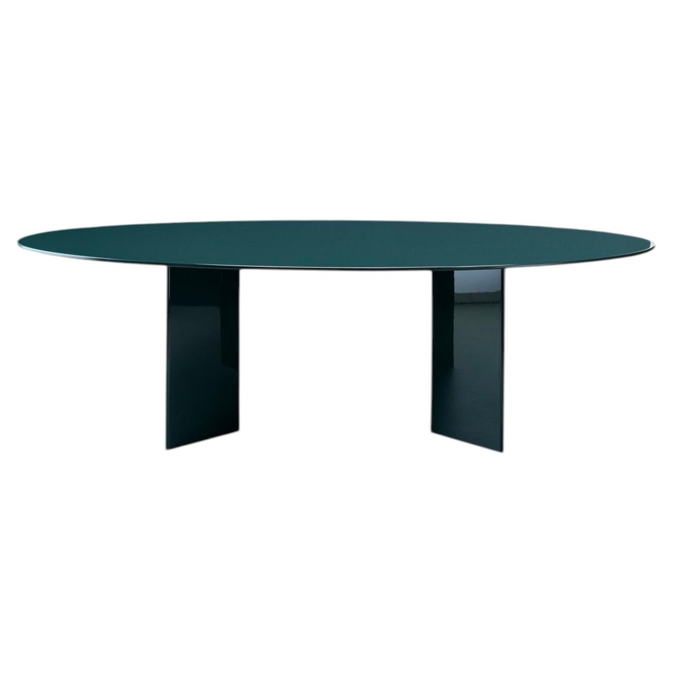 Chelini C One Oval Glänzend Grün Esstisch im Angebot