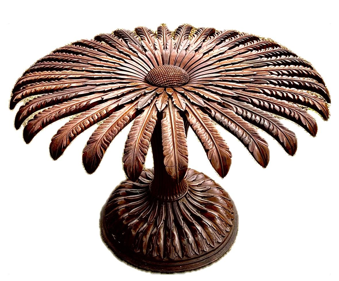 Tavolo da pranzo/centro italiano (Chelini Firenze) Marguerita (1960)
Tavolo circolare da pranzo/centro in noce intagliato con piano in vetro temperato.
Condizioni eccellenti.