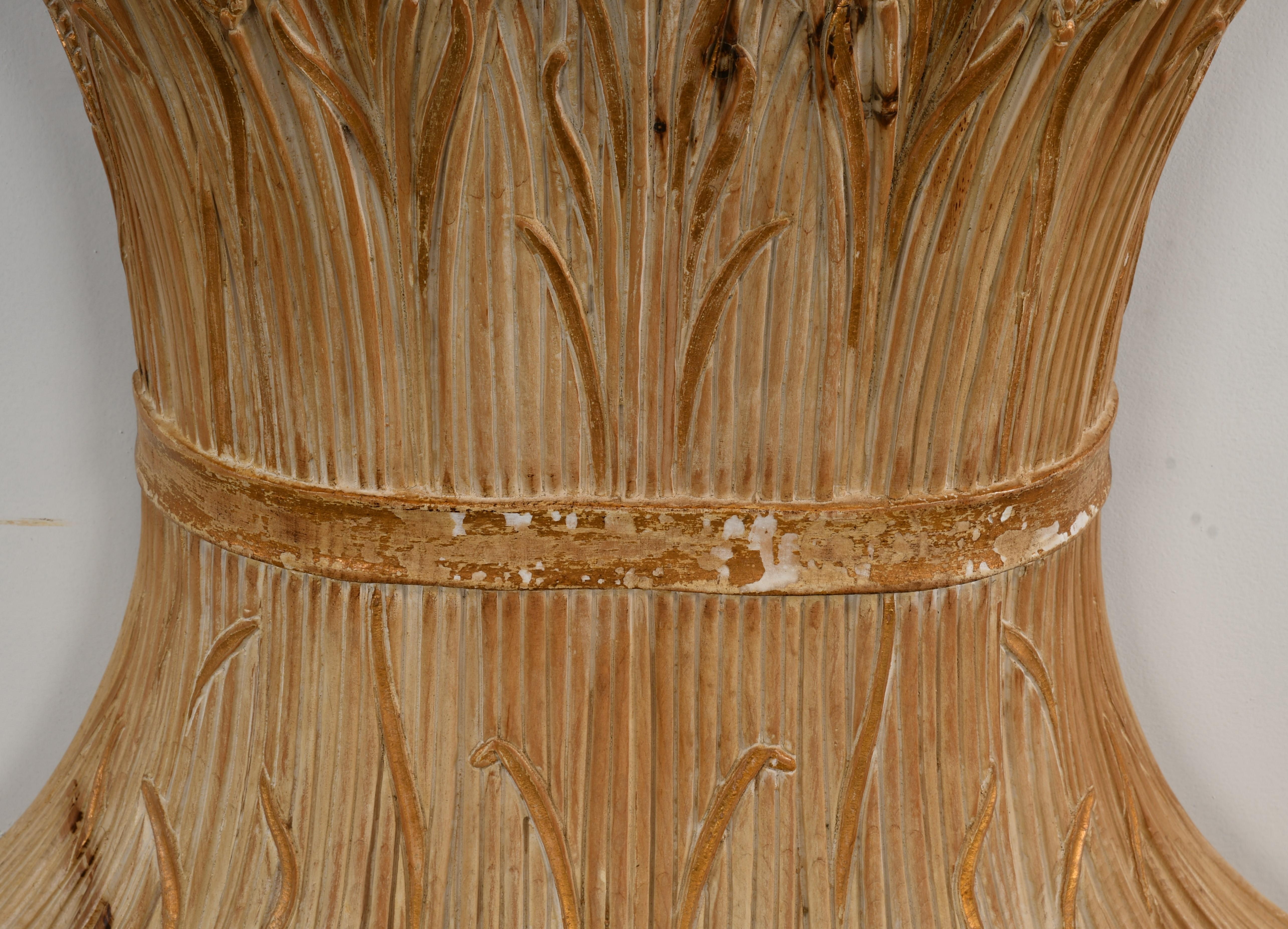Hollywood Regency Chelini Hand Carved Wheat Sheaf Console, 20th Century