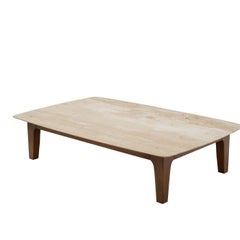 Chelini Yvan Travertine & Walnut Coffee Table