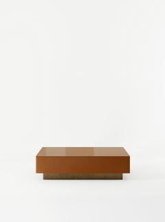 Chelmsford Oxidised solid brass and Glass Coffee Table in Cider Orange