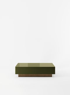 Chelmsford Oxidised Solid Brass and Glass Coffee Table in Uniform Green