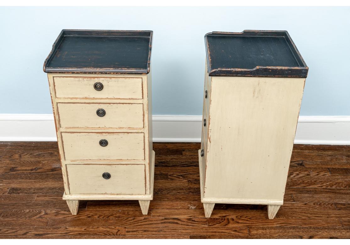 Chelsa Textile Gustavian Style Distressed Bedside Tables For Sale 3