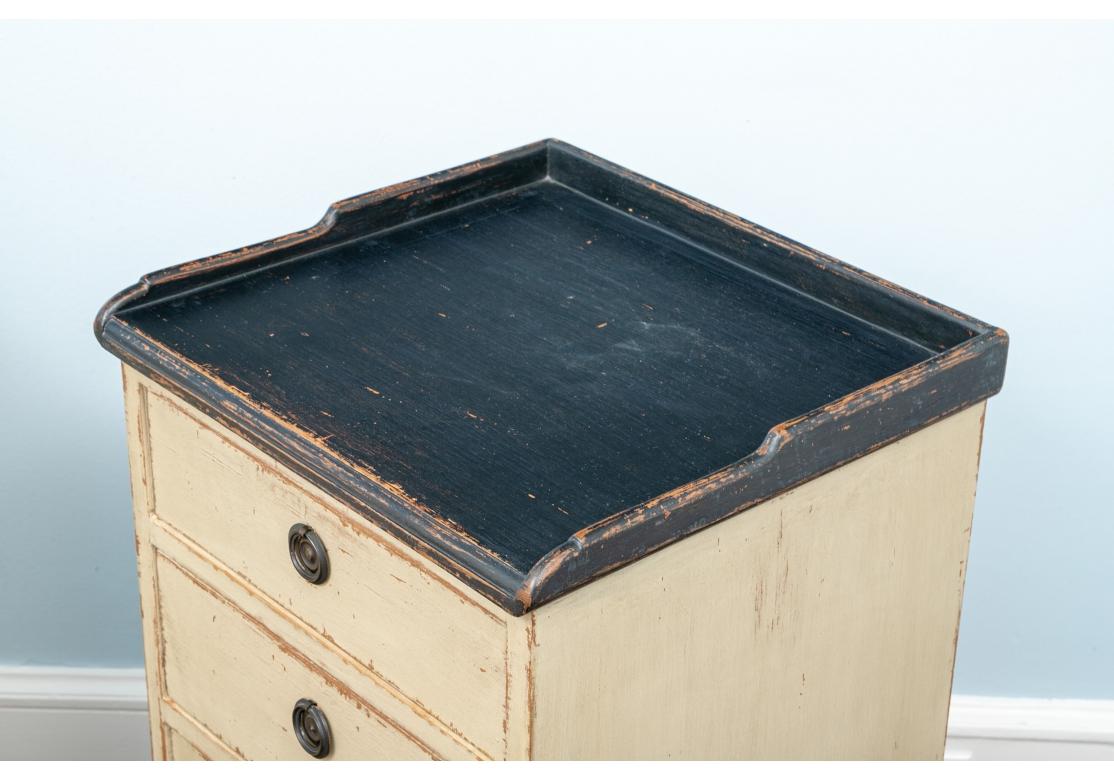 Teak Chelsa Textile Gustavian Style Distressed Bedside Tables For Sale