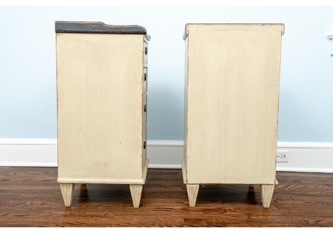 Chelsa Textile Gustavian Style Distressed Bedside Tables For Sale 2