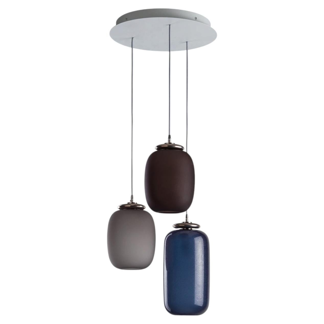 Pre-owned Villari Chelsea 3-light Blue And Gray Chandelier