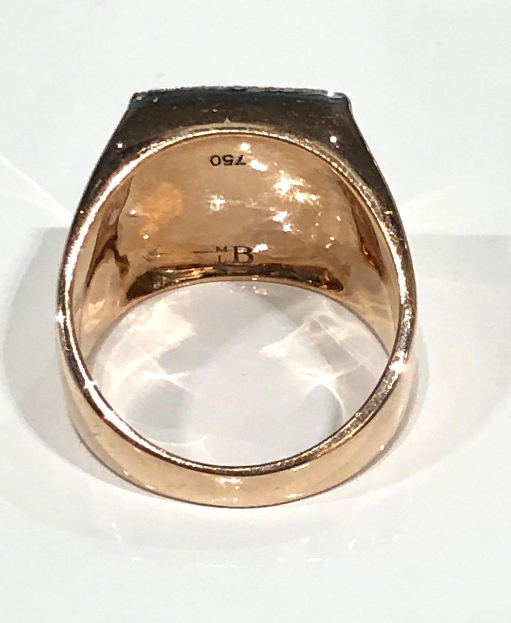 Modern Chelsea Black and White Diamond Signet Ring, by Martyn Lawrence Bullard For Sale