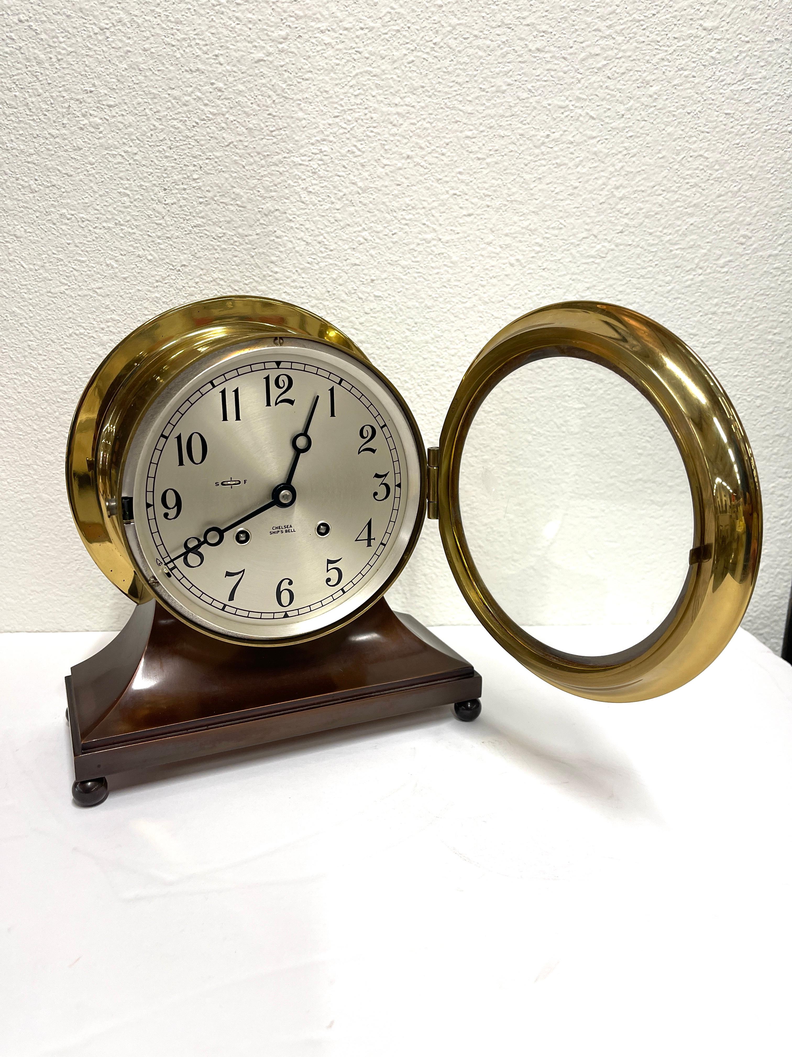 20th Century Chelsea Bronze Ships's Bell Clock