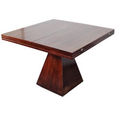 "Chelsea", Vittorio Introini for Saporiti Brown Wood Geometric Table Italy 1960