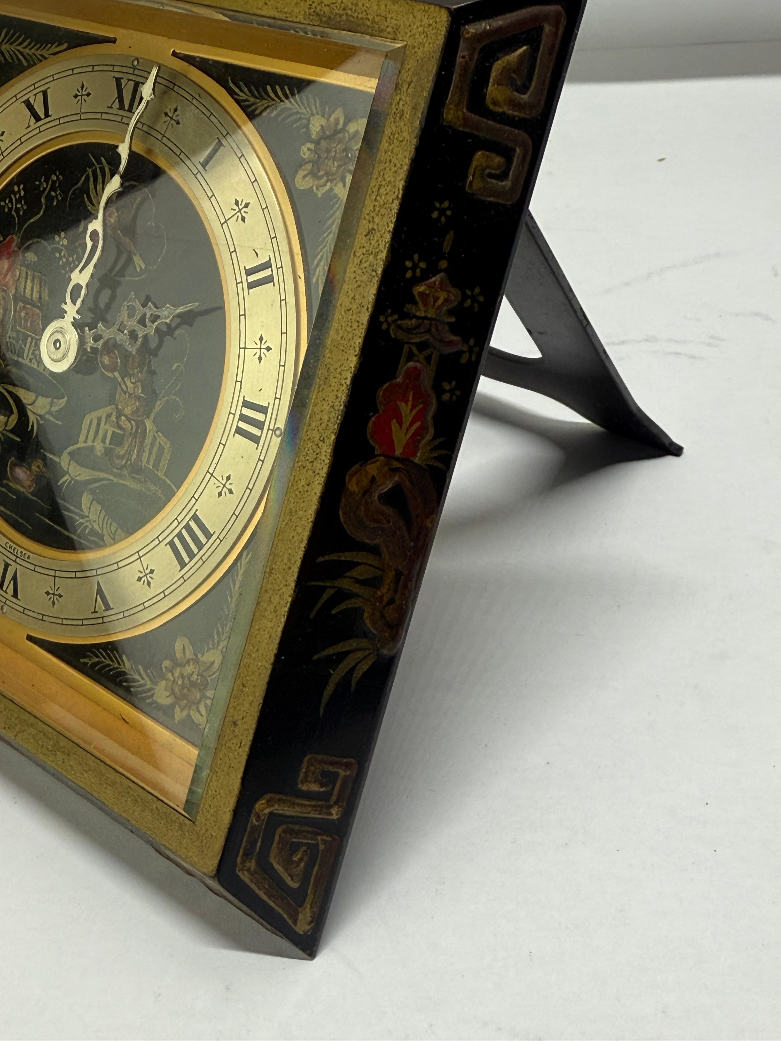 Chelsea Chinoiserie Japanned Desk Clock, Boston, c. 1925 For Sale 1