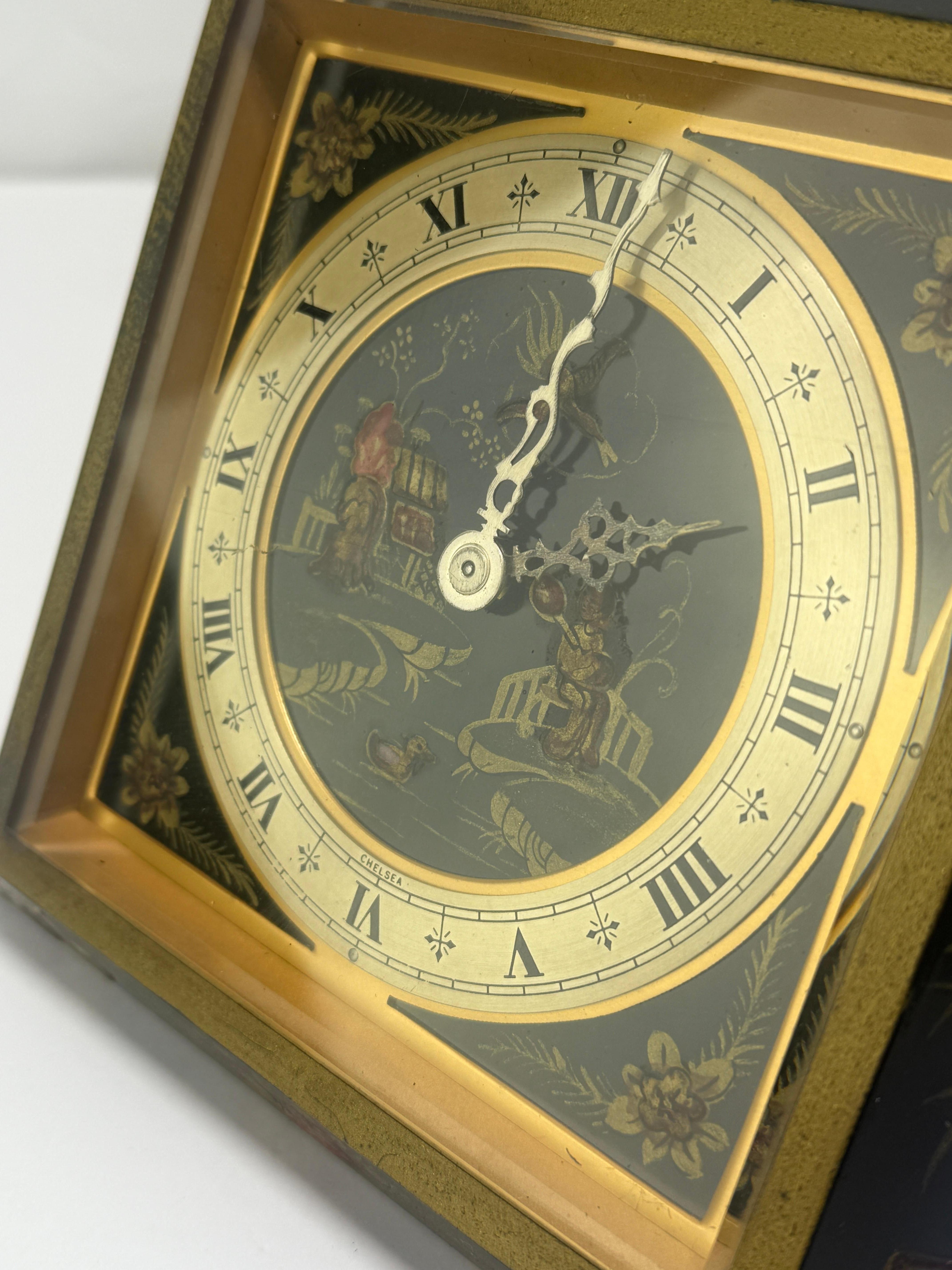 Chelsea Chinoiserie Japanned Desk Clock, Boston, c. 1925 For Sale 2