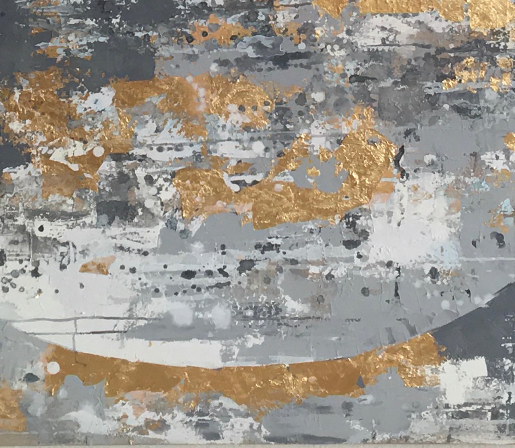 April Moon - 21st Century, Contemporary, Abstract Painting, Gold Leaf 6