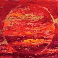 Autumn Meridian - 21st Century, Contemporary, Figurative Painting, Gold, Moon