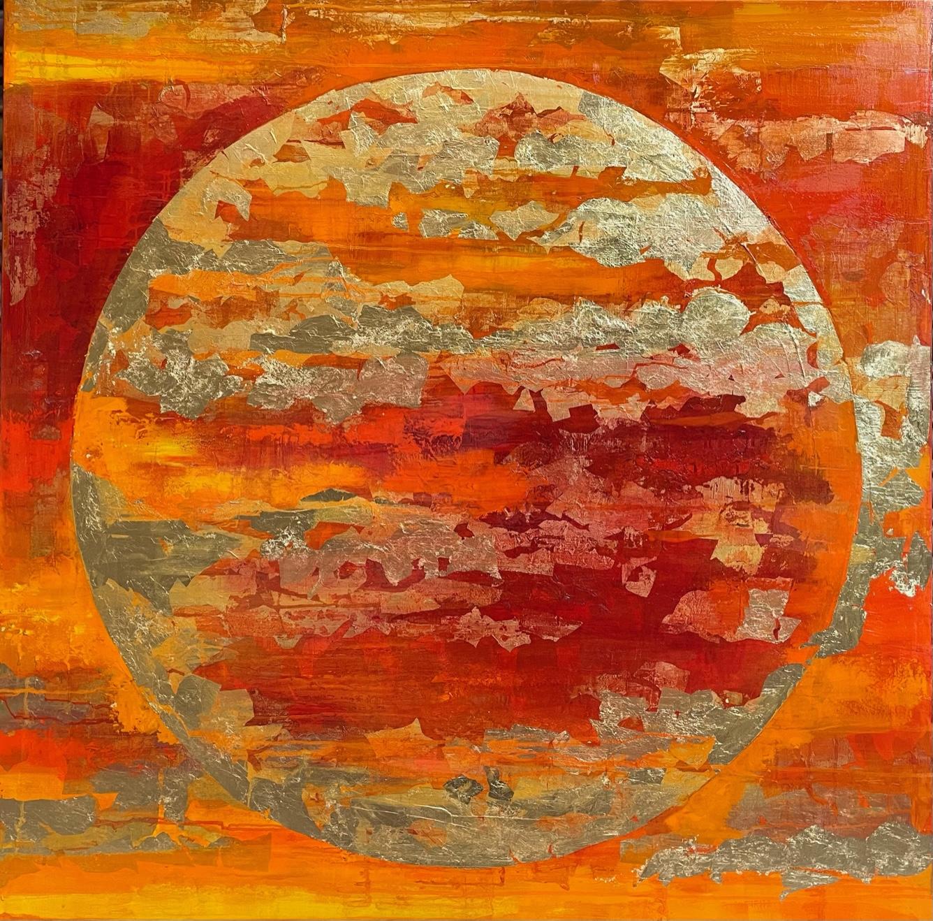 Chelsea Davine Abstract Painting - Autumn Meridian II - 21st Cent., Contemporary, Abstract, Oil Painting, Gold Leaf