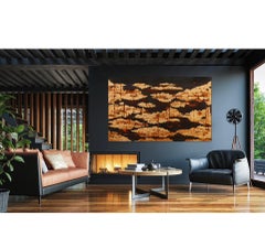 Black Steel with Gold - 21e siècle, peinture à l'huile, feuille d'or, abstrait, hiver