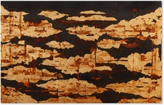 Black Steel with Gold - 21e siècle, peinture à l'huile, feuille d'or, abstrait, hiver
