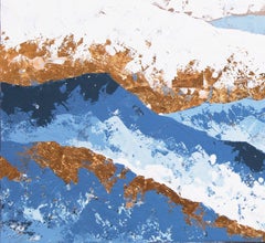 Blue Mountains - 21st Century, Contemporary Figurative Painting, Gold, Mountains