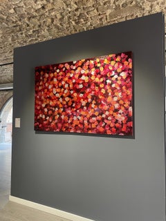 Kupferblätter – Kupferblätter – 21. Jahrhundert, Öl, abstrakt, Nacht, Rot, Blattgold