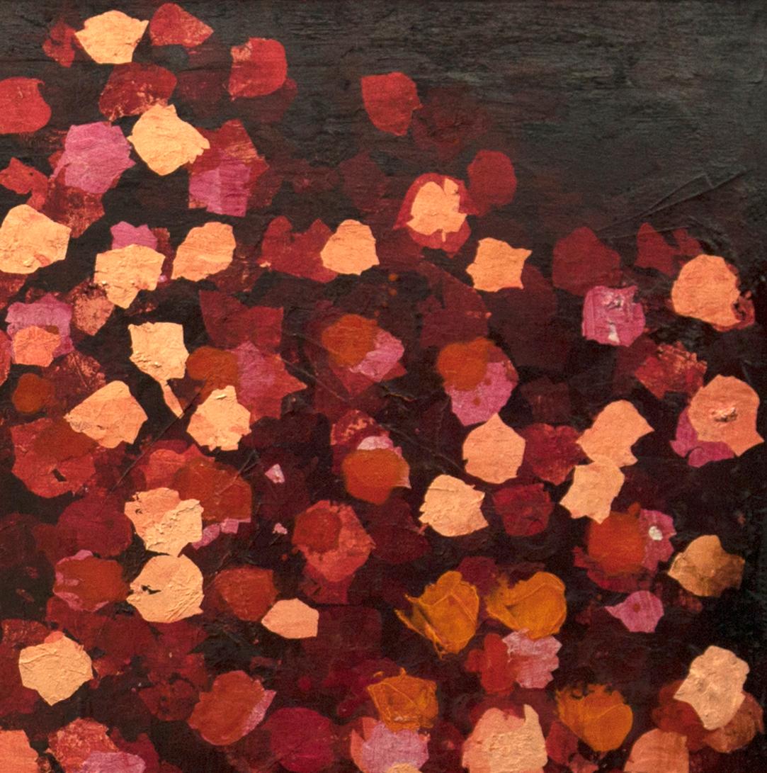 Oil and copper leaf on canvas

The art critic Alex Bahna said that Chelsea wanted to bring out the whole harmonious, elemental process in her work, or as she puts it: “Make something beautiful and delicate out of something as uncompromising as