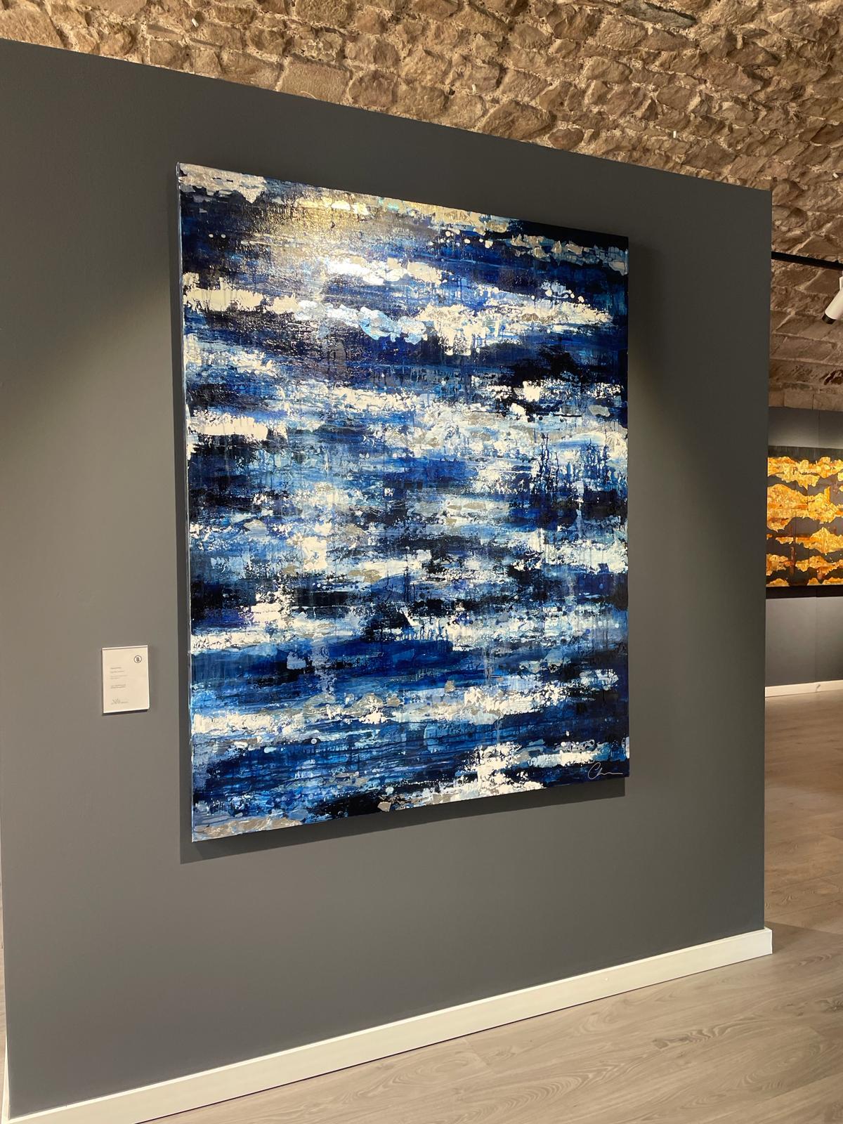Blu profondo con argento - 21° secolo, Olio, astratto, notte, foglia d'oro - Abstract Painting Oro di Chelsea Davine